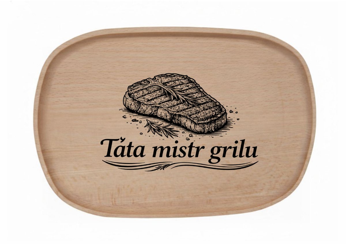 Dřevěný podnos z bukového masivu - Gril - sezona — Táta mistr grilu