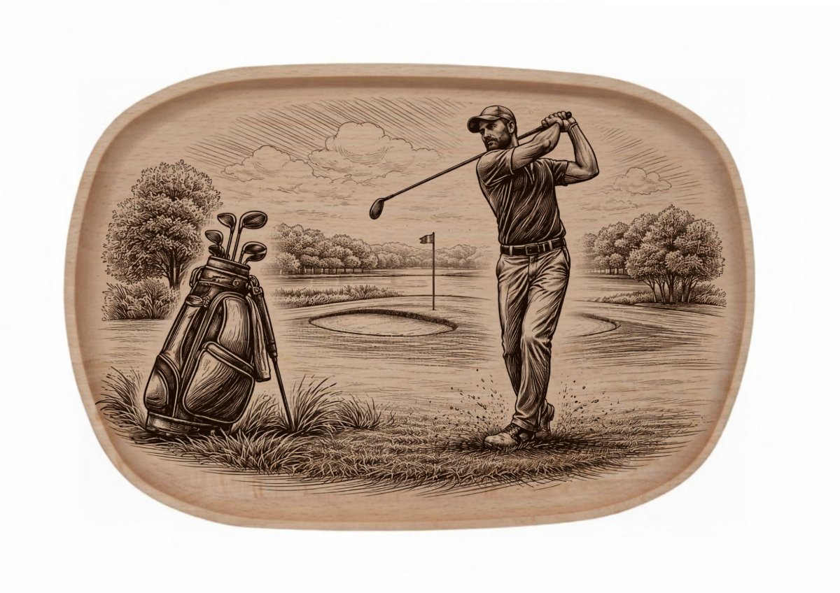 Dřevěný podnos z bukového masivu - Sport — Golf