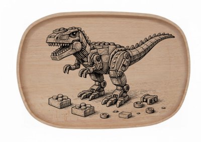Dřevěný podnos z bukového masivu - Stavebnice — Dino