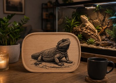 Dřevěný podnos z bukového masivu - zvířata -ostatní — Agama