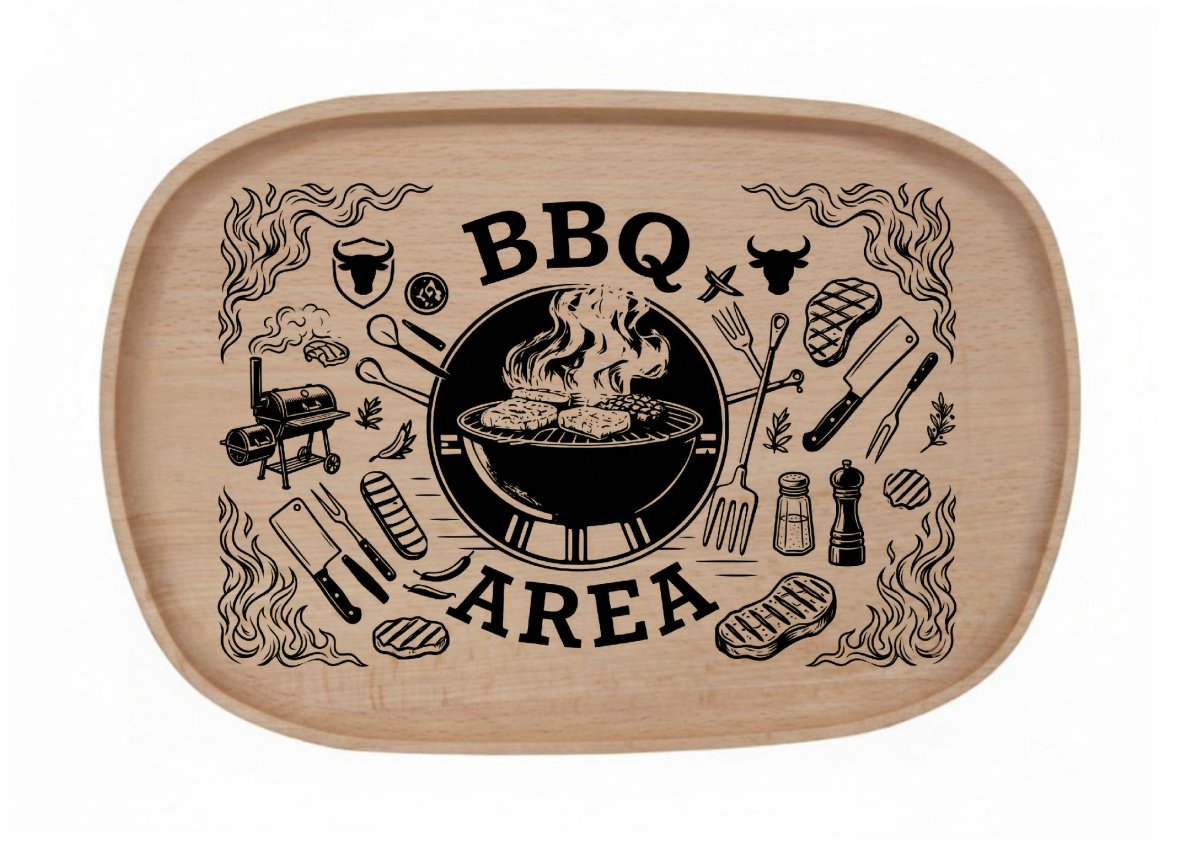 Dřevěný podnos z bukového masivu - Gril - sezona — BBQ