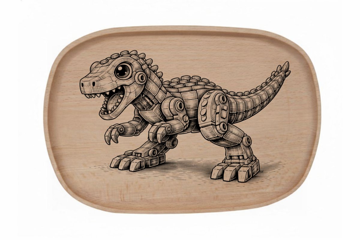 Dřevěný podnos z bukového masivu - Stavebnice — Spinosaurus