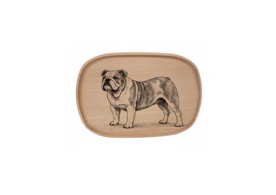 Dřevěný podnos z bukového masivu - Motiv Psa — Bulldog