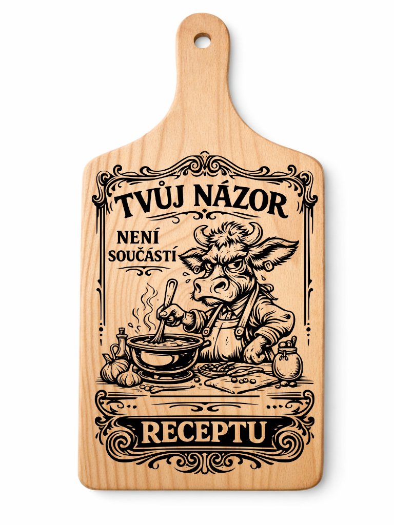 Dřevěné prkénko s vtipným gravírováním — Tvůj názor