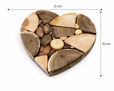 Dřevěná designová podložka "HEART MOSAIC" – Ručně skládané masivní srdce