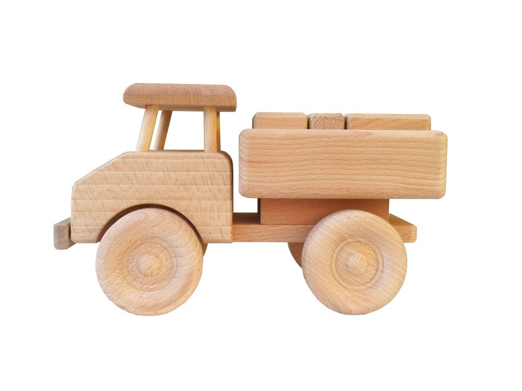 Masivní dřevěné auto s kostkami Premium