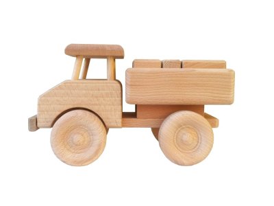 Masivní dřevěné auto s kostkami Premium
