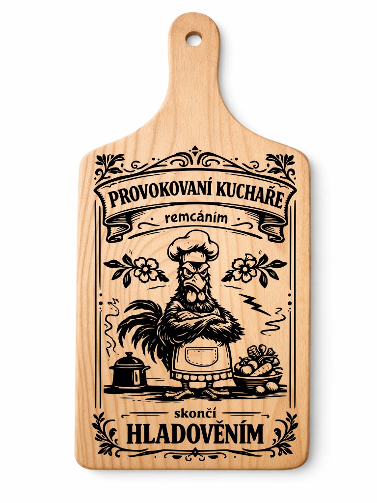 Dřevěné prkénko s vtipným gravírováním — Provokace