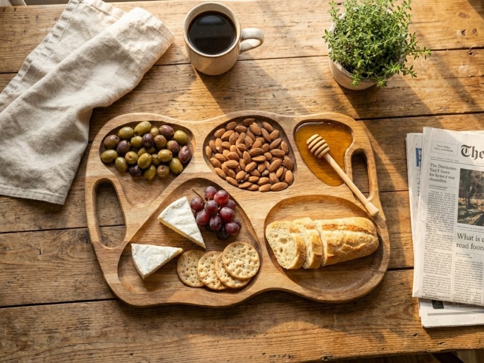 Designový servírovací tác "ORGANIC" – Masivní dub s pěti zónami