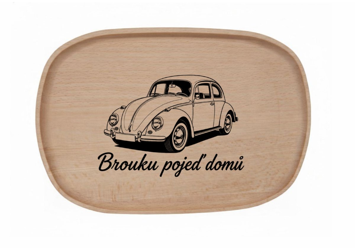 Dřevěný podnos z bukového masivu - Motiv Auto, Moto — Brouk
