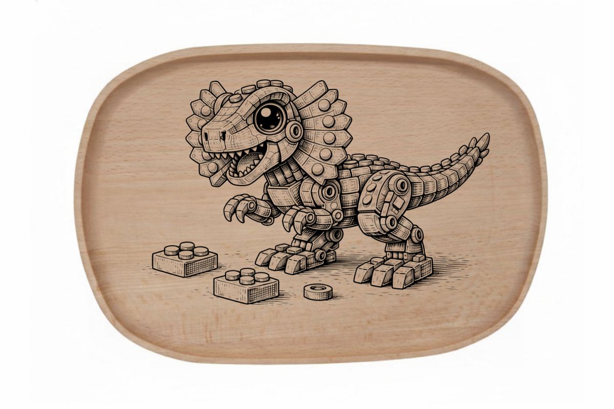 Dřevěný podnos z bukového masivu - Stavebnice — Dilophosaurus