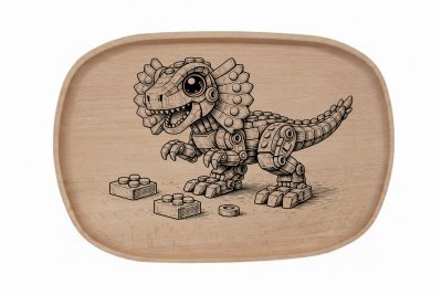 Dřevěný podnos z bukového masivu - Stavebnice — Dilophosaurus